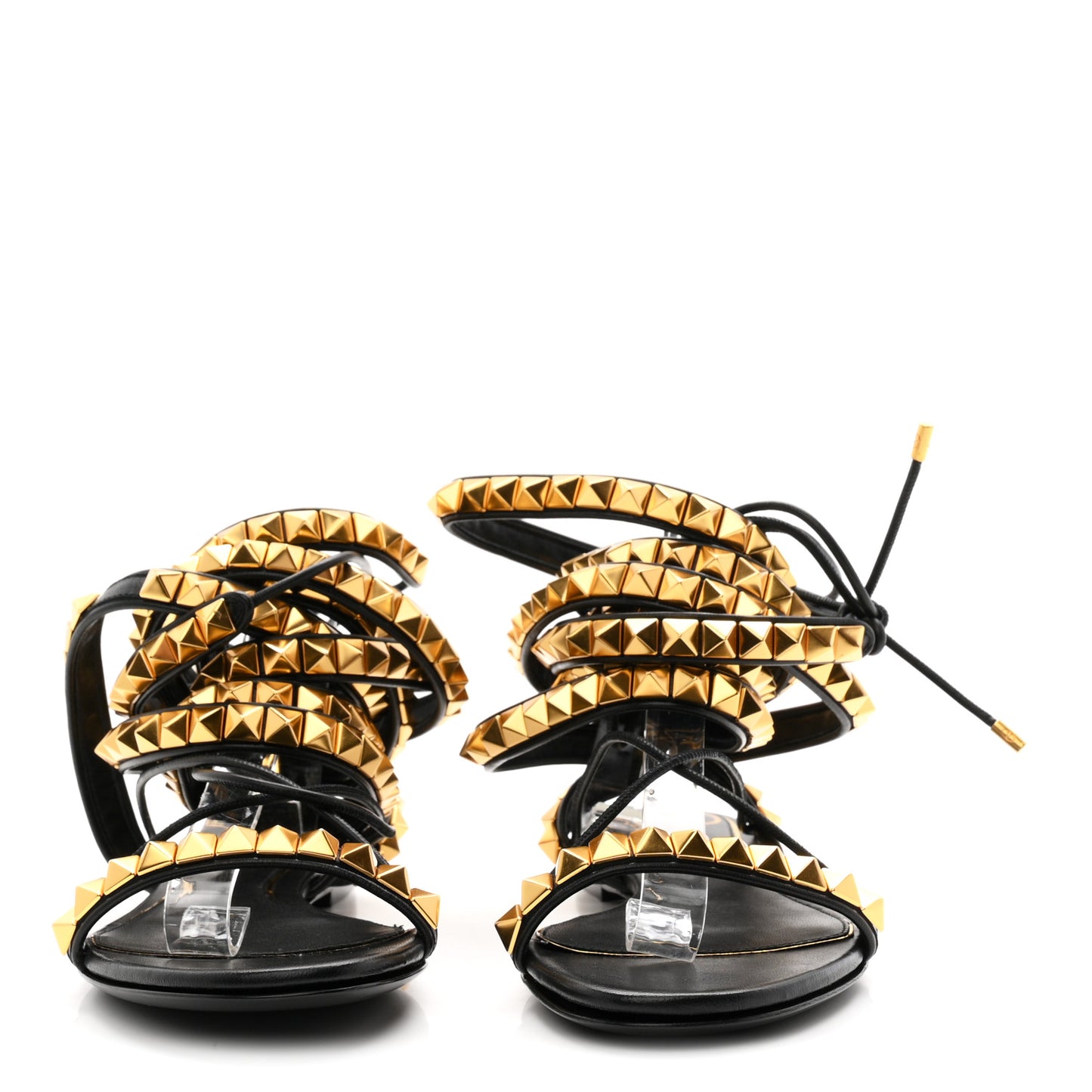 Calfskin Rockstud No Limit Gladiator Flat Sandals 37 Black