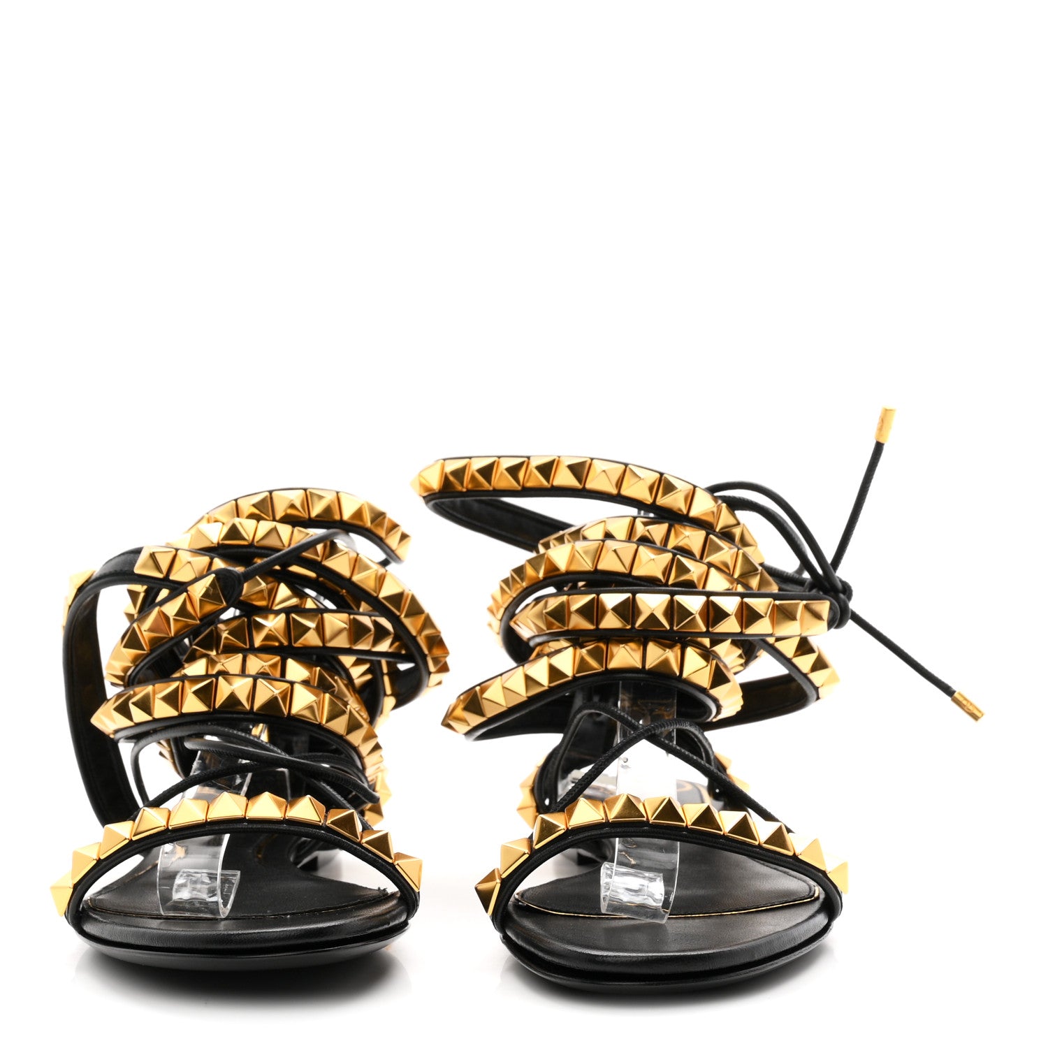 Valentino Garavani Calfskin Rockstud No Limit Gladiator Flat Sandals 37 Black 3 of 10