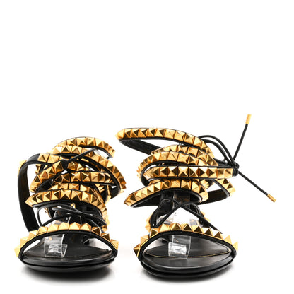 Valentino Garavani Calfskin Rockstud No Limit Gladiator Flat Sandals 37 Black 3 of 10