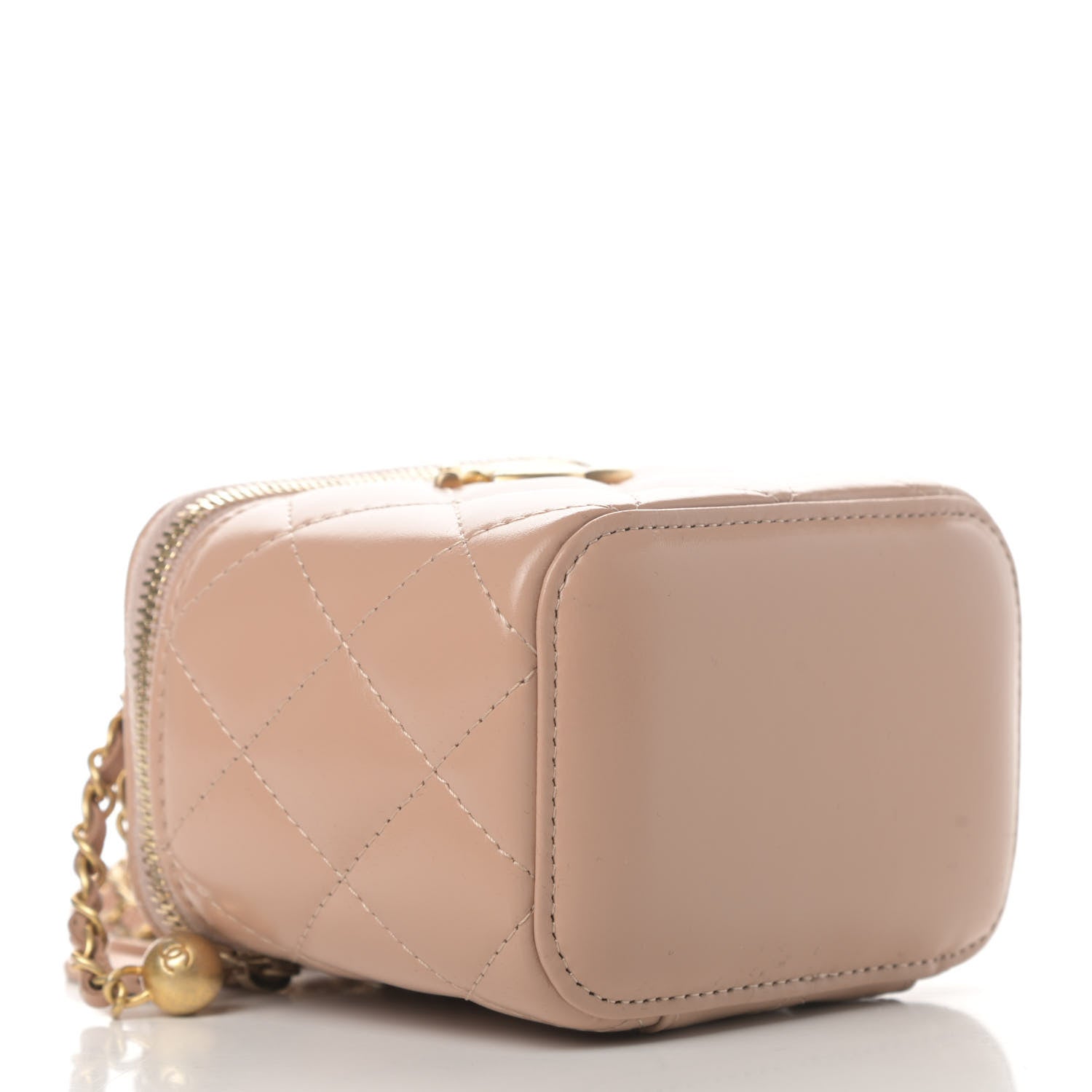 Chanel Calfskin Quilted Mini Perfect Fit Vanity Case With Chain Beige 3 of 4
