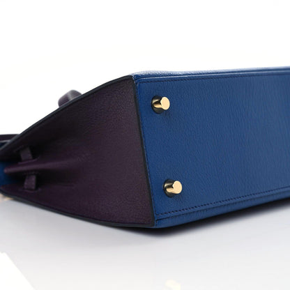 Hermes Chevre Mysore Horseshoe Kelly Sellier 25 Bleu Sapphire Raisin 5 of 10