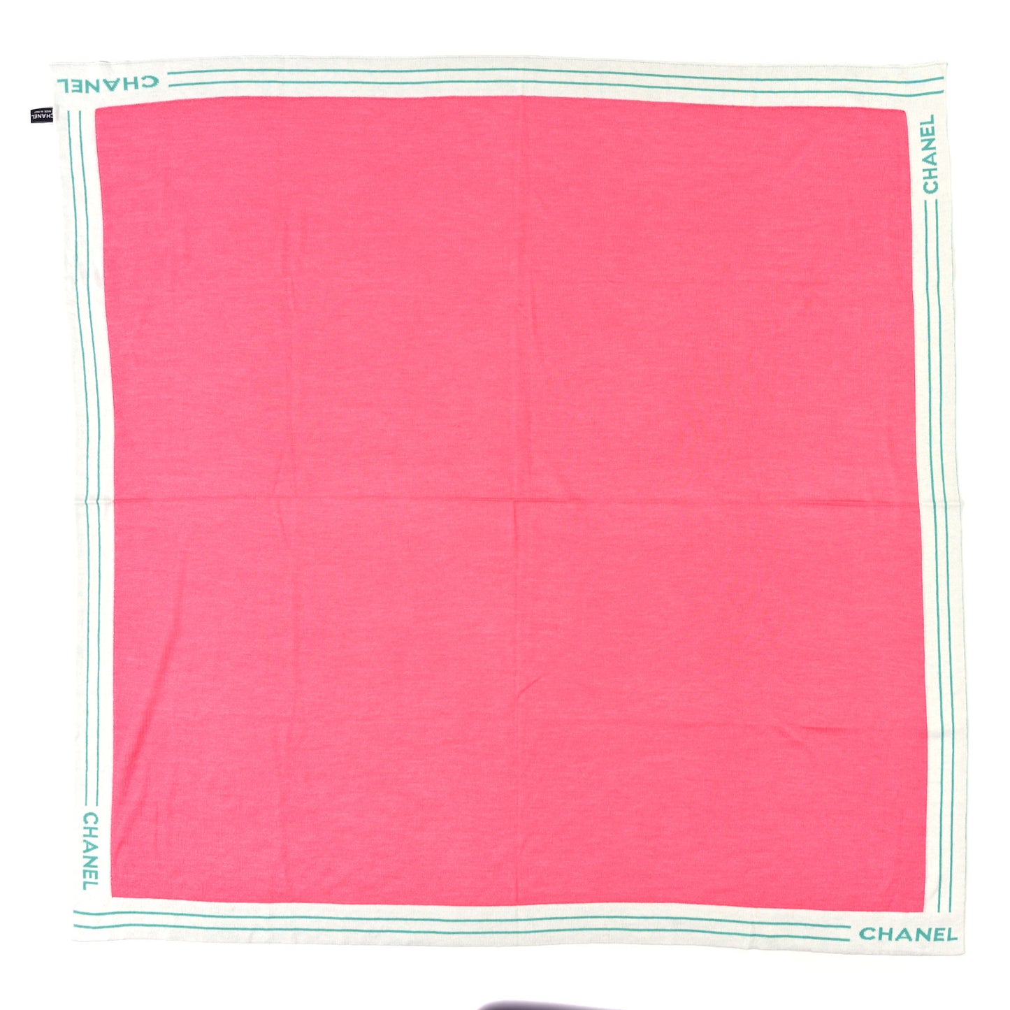 Cashmere Silk Cotton Knit CC Scarf Pink Green White