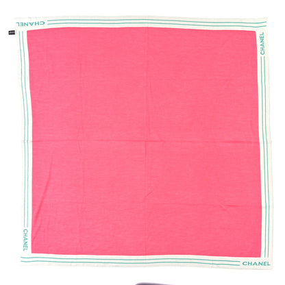 Chanel Cashmere Silk Cotton Knit CC Scarf Pink Green White 1 of 3