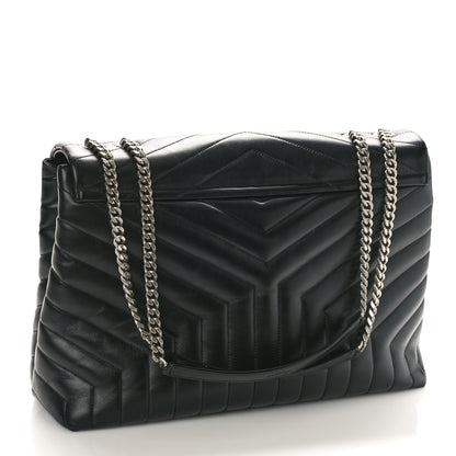 Saint Laurent Calfskin Y Quilted Monogram Large Loulou Chain Satchel Black 3 of 9