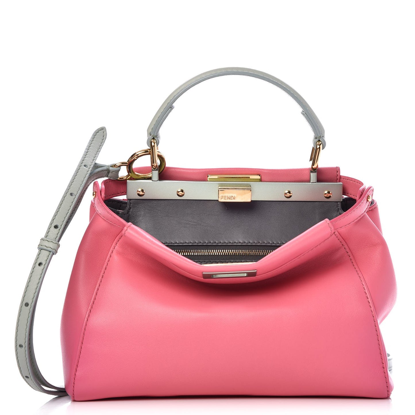 Nappa Colorblock Mini Peekaboo Iconic Satchel Rosa Fluo Oxigen Slate