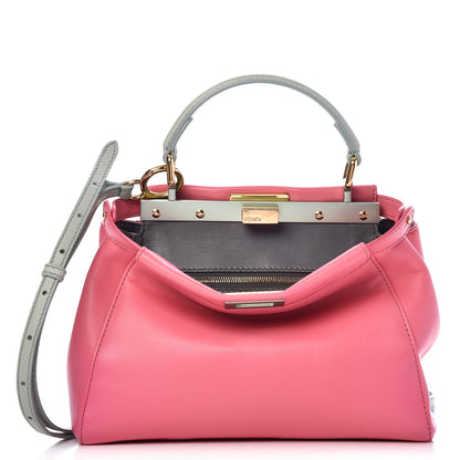 Fendi Nappa Colorblock Mini Peekaboo Iconic Satchel Rosa Fluo Oxigen Slate 1 of 10