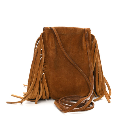Saint Laurent Suede Fringe Toy Monogram Anita Crossbody Bag Light Ocre 2 of 9