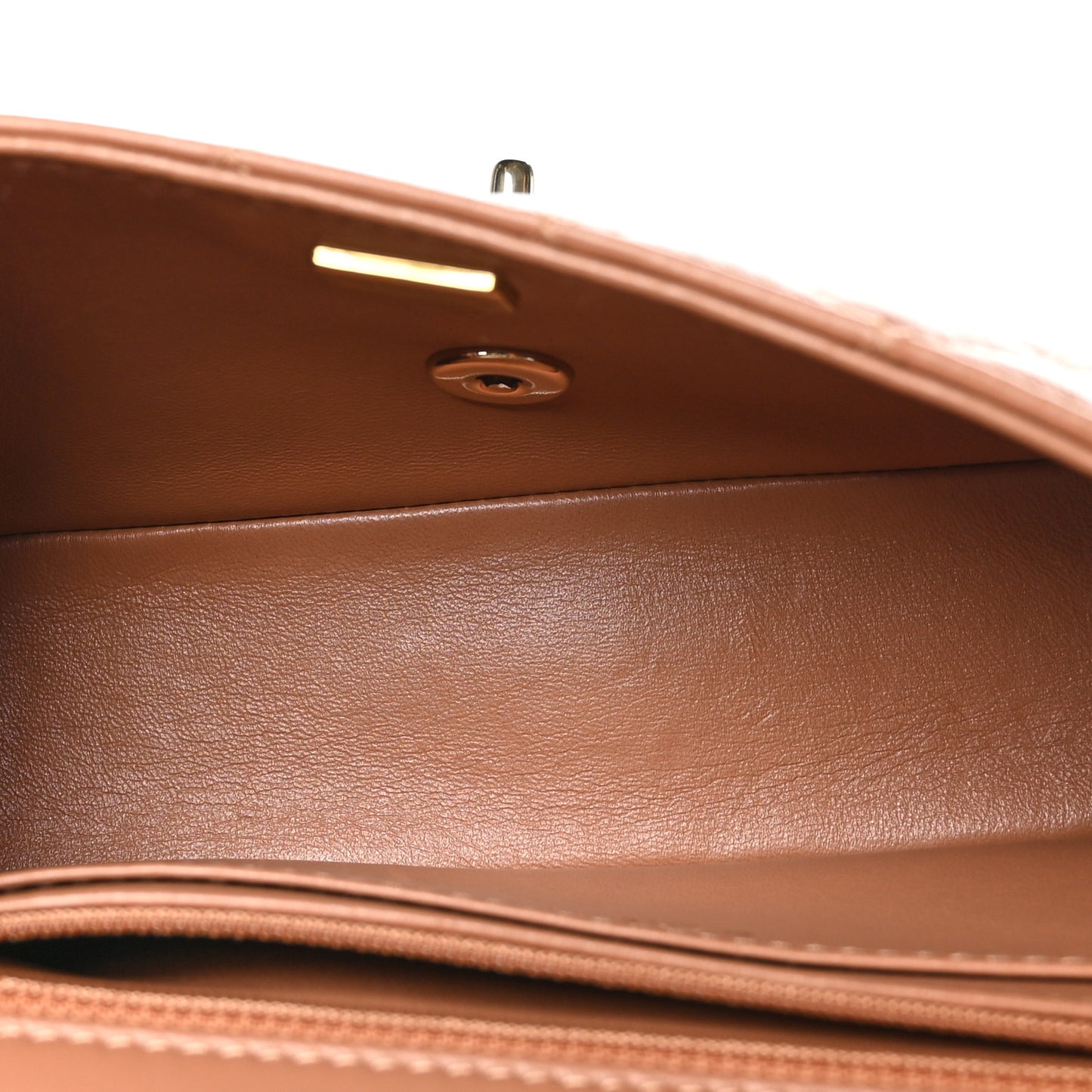 Lambskin Quilted Mini Rectangular Flap Brown