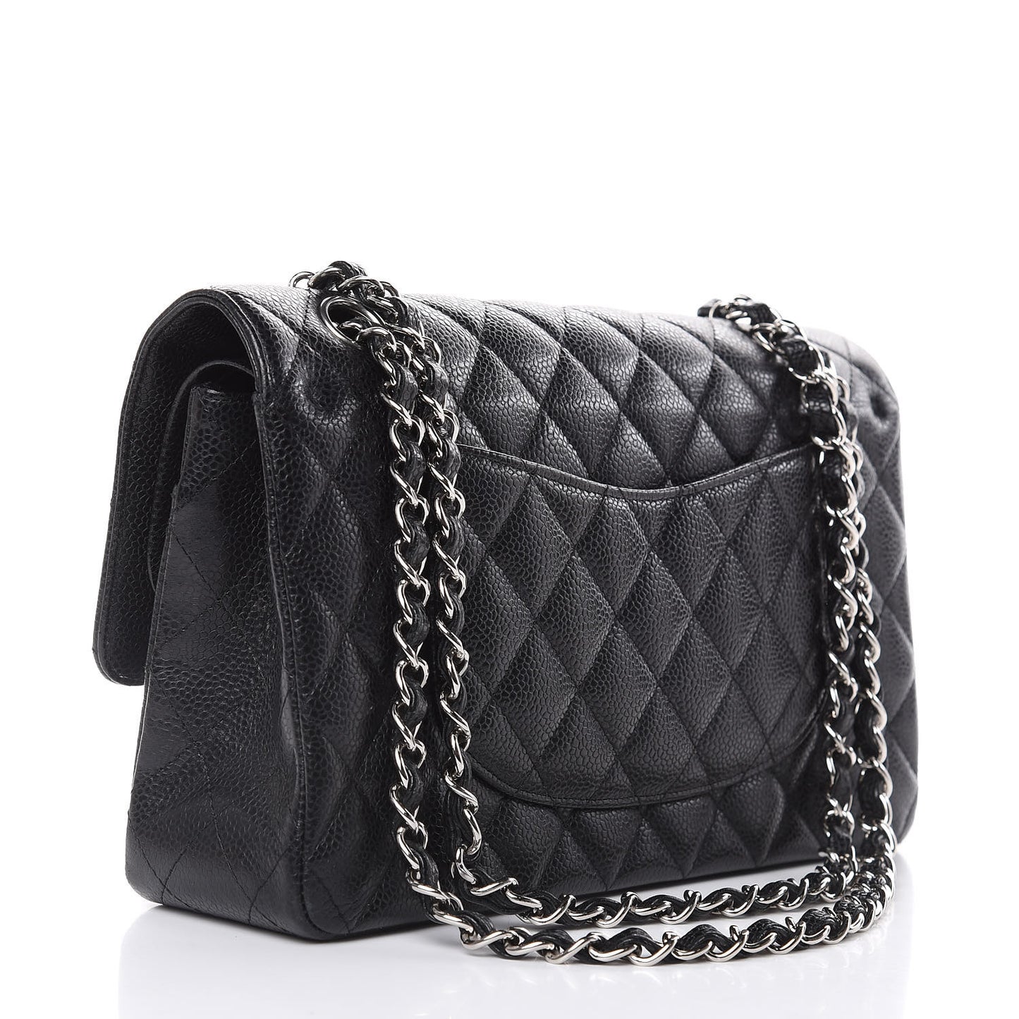 Caviar Quilted Medium Double Flap Black