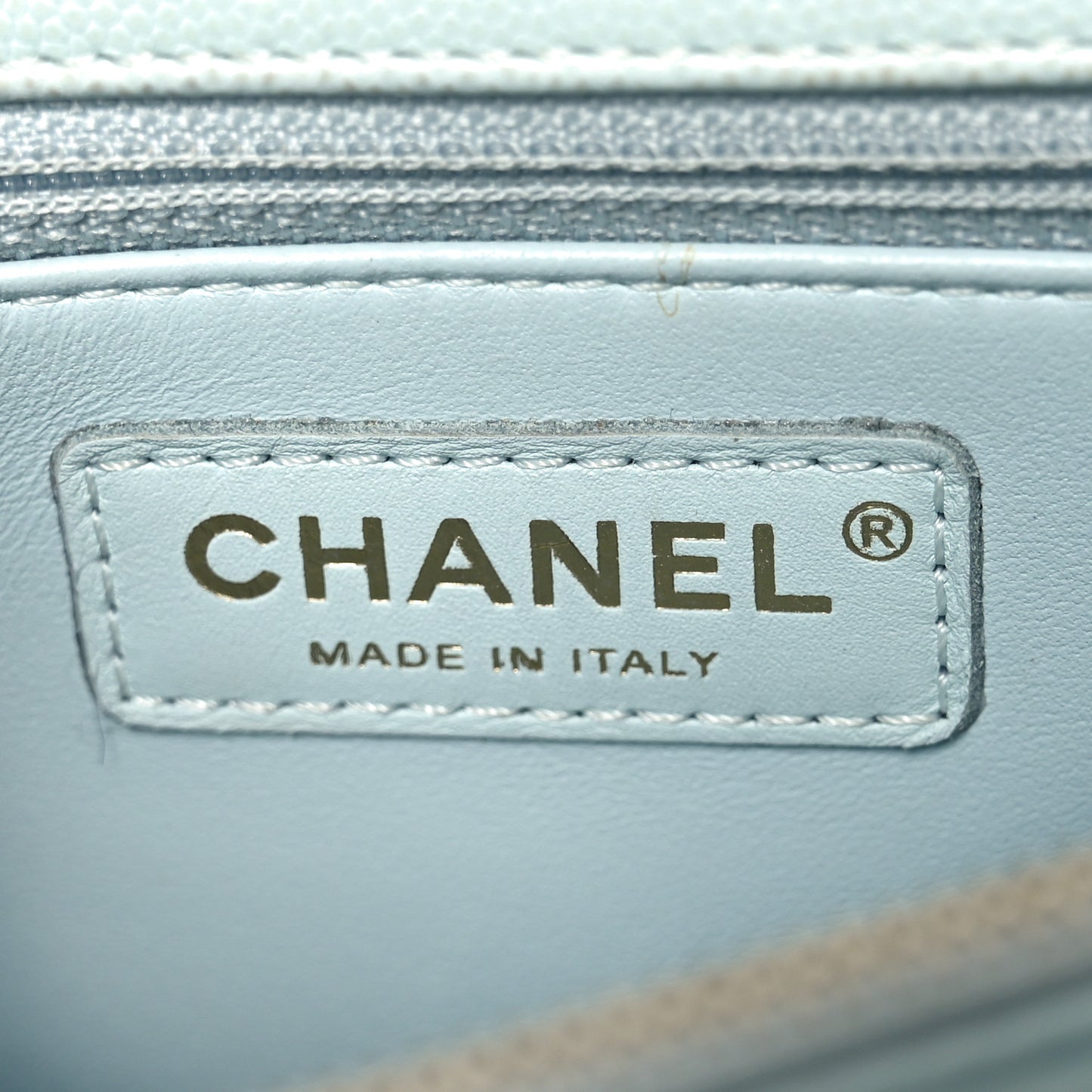 Caviar Quilted Small Coco Handle Flap Light Blue