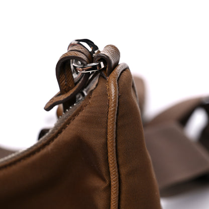 Prada Tessuto Nylon Saffiano Re-Edition 2005 Shoulder Bag Cacao 9 of 10