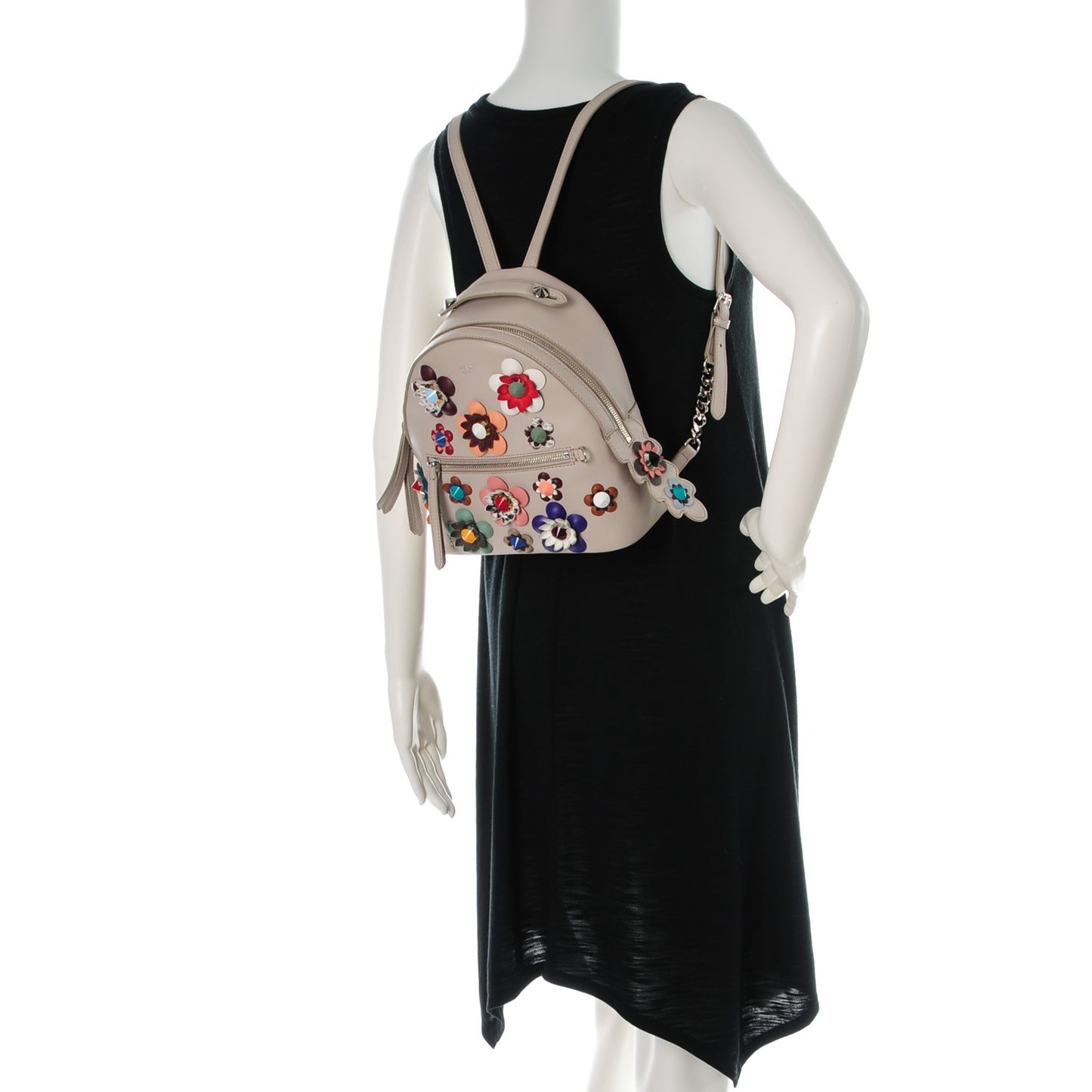 Vitello Dolce Flowerland Studded Mini Backpack Grigio Polvere Multicolor