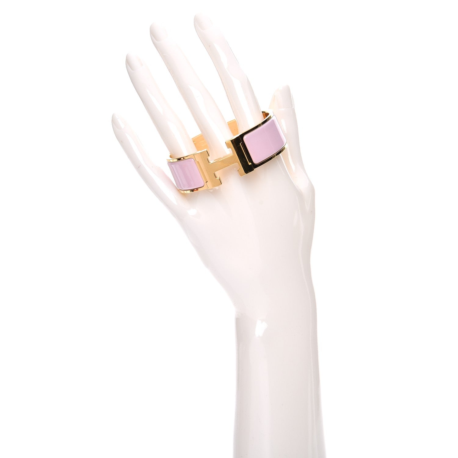 Hermes Enamel Wide Clic Clac H Bracelet PM Rose Dragee 2 of 6