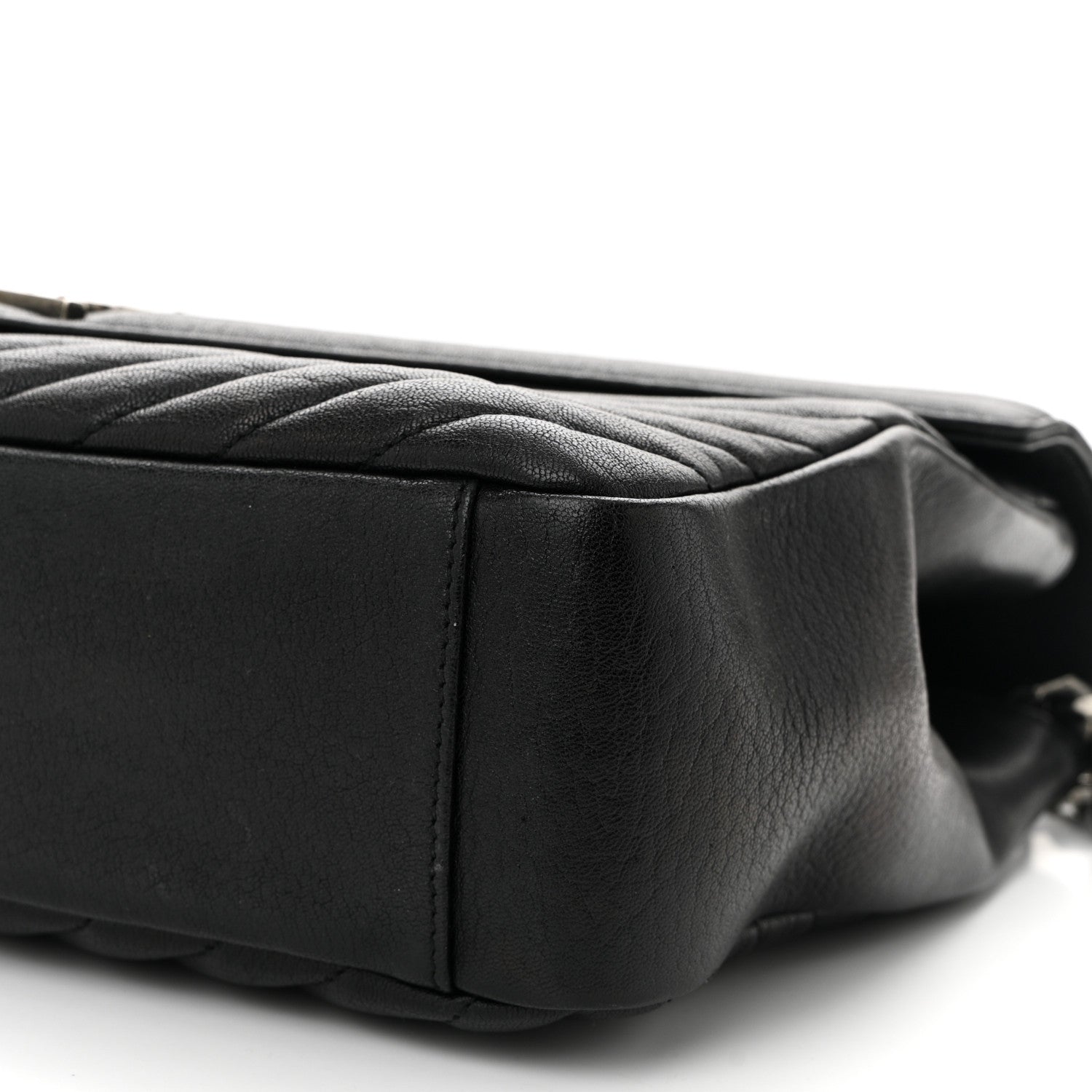 Saint Laurent Sheepskin Matelasse Chevron Monogram Large College Satchel Black 10 of 11