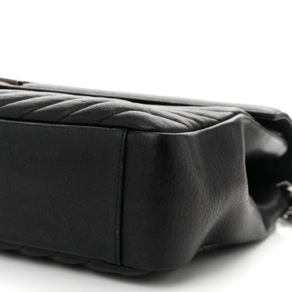 Saint Laurent Sheepskin Matelasse Chevron Monogram Large College Satchel Black 10 of 11