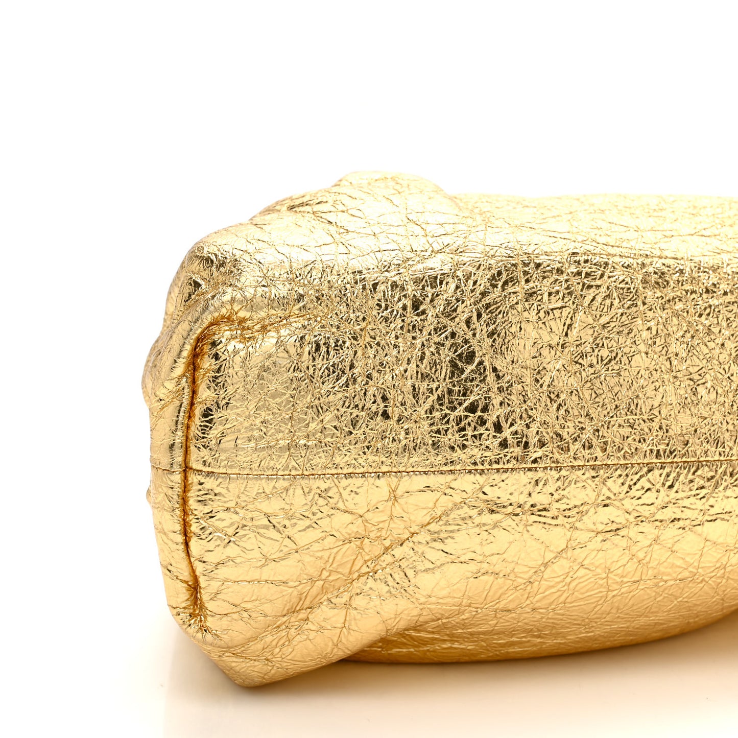 Metallic Crinkled Lambskin The Pouch Oversized Clutch Oro