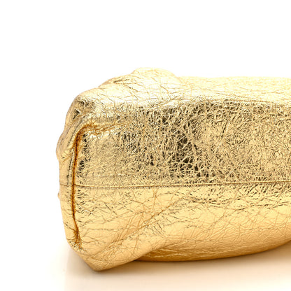 Bottega Veneta Metallic Crinkled Lambskin The Pouch Oversized Clutch Oro 10 of 11