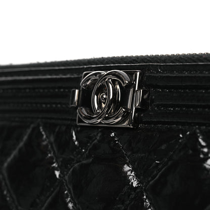 Chanel Patent Calfskin Quilted Medium Boy Cosmetic Case Black 13 of 15