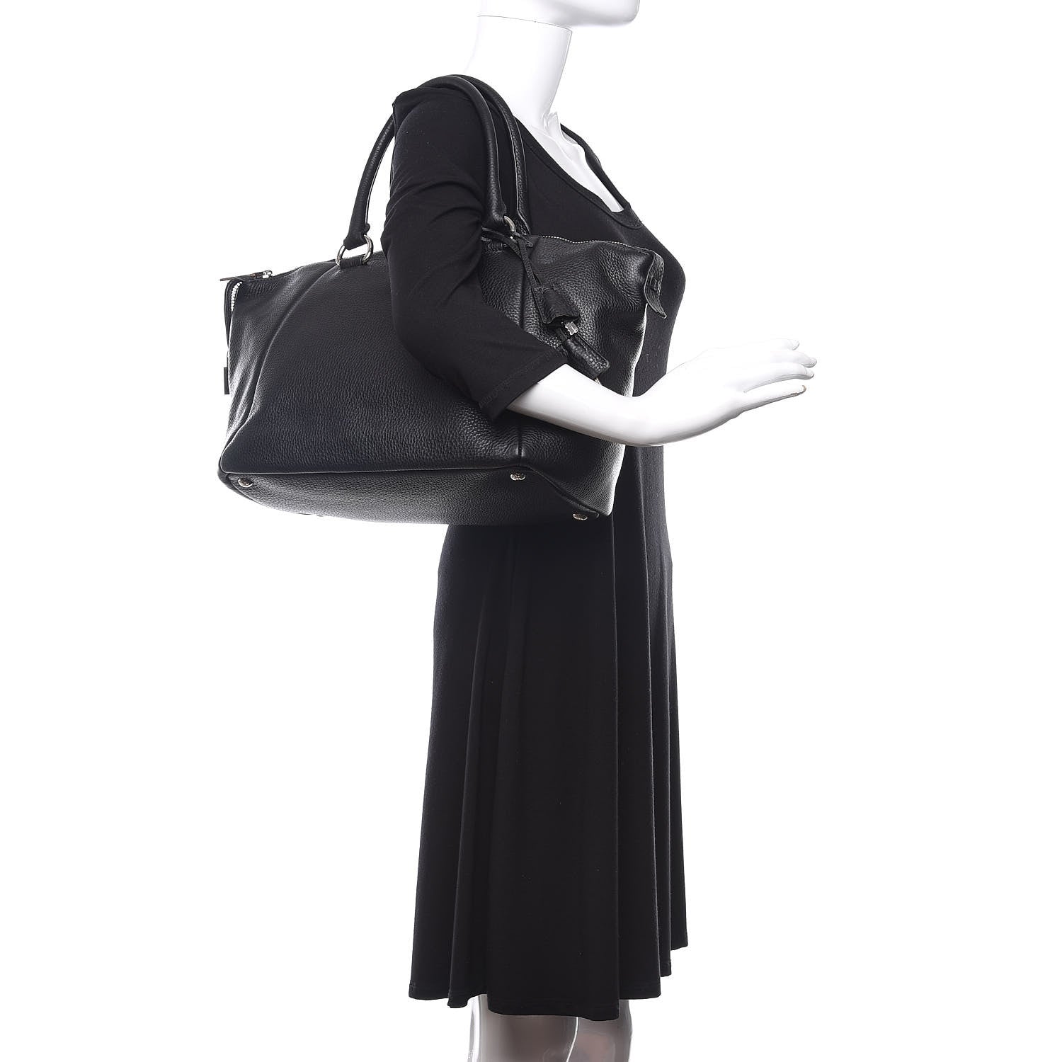 Prada Vitello Daino Double Handle Satchel Black 2 of 11