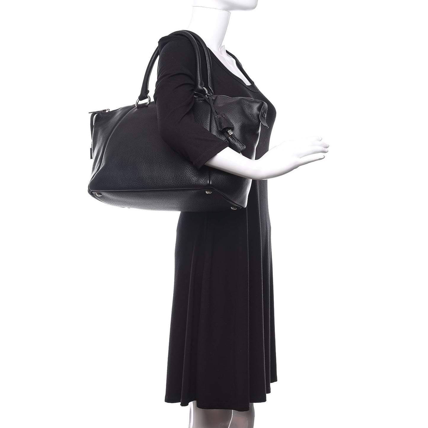 Vitello Daino Double Handle Satchel Black
