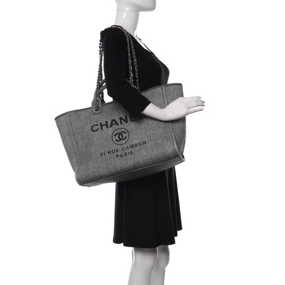 Chanel Woven Straw Raffia Medium Deauville Tote Grey 2 of 11