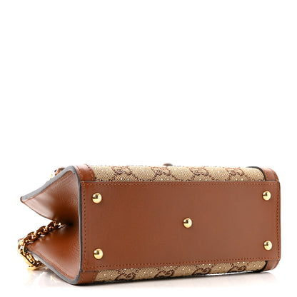Gucci New Canvas Charisma Calfskin Crystal GG Monogram Mini Diana Tote Bag Camel Ebony 3 of 13