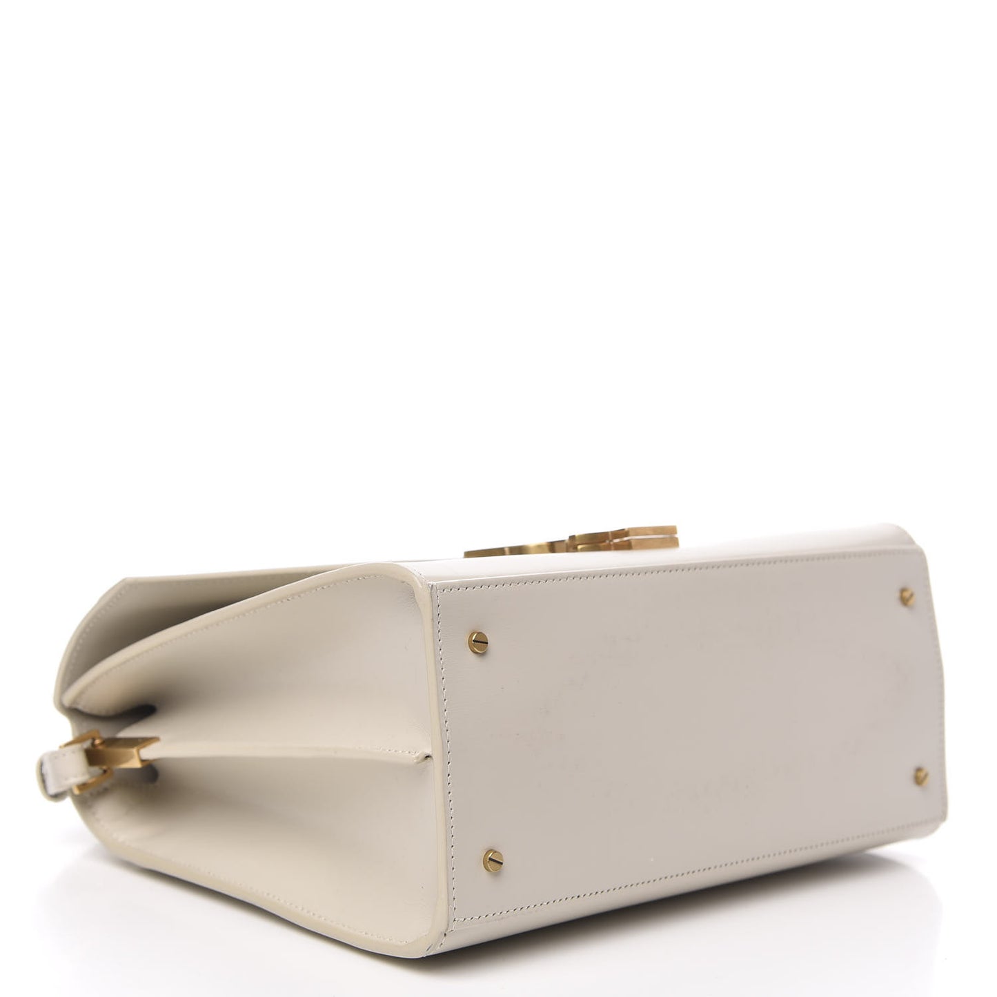 Smooth Calfskin Medium Classic Monogram Cassandra Top Handle Crema Soft Rouge Legion