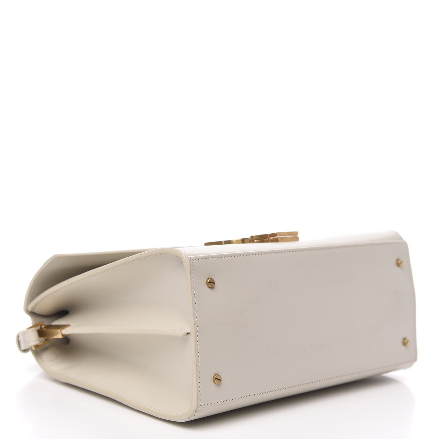 Saint Laurent Smooth Calfskin Medium Classic Monogram Cassandra Top Handle Crema Soft Rouge Legion 4 of 9
