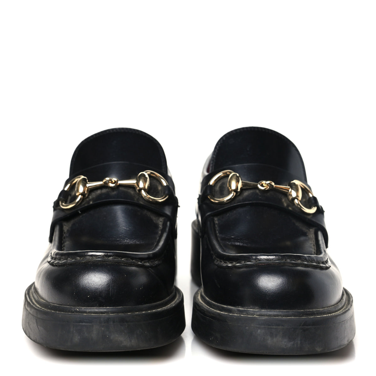 Gucci Calfskin Horsebit Womens Lug Sole Loafers 37 Black 3 of 9