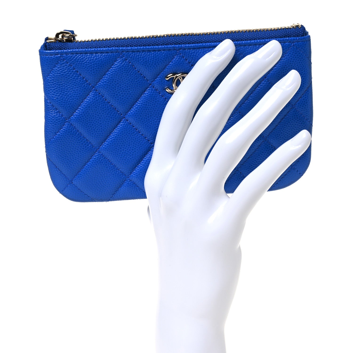 Chanel Caviar Quilted Small Cosmetic Case Blue 2 of 8
