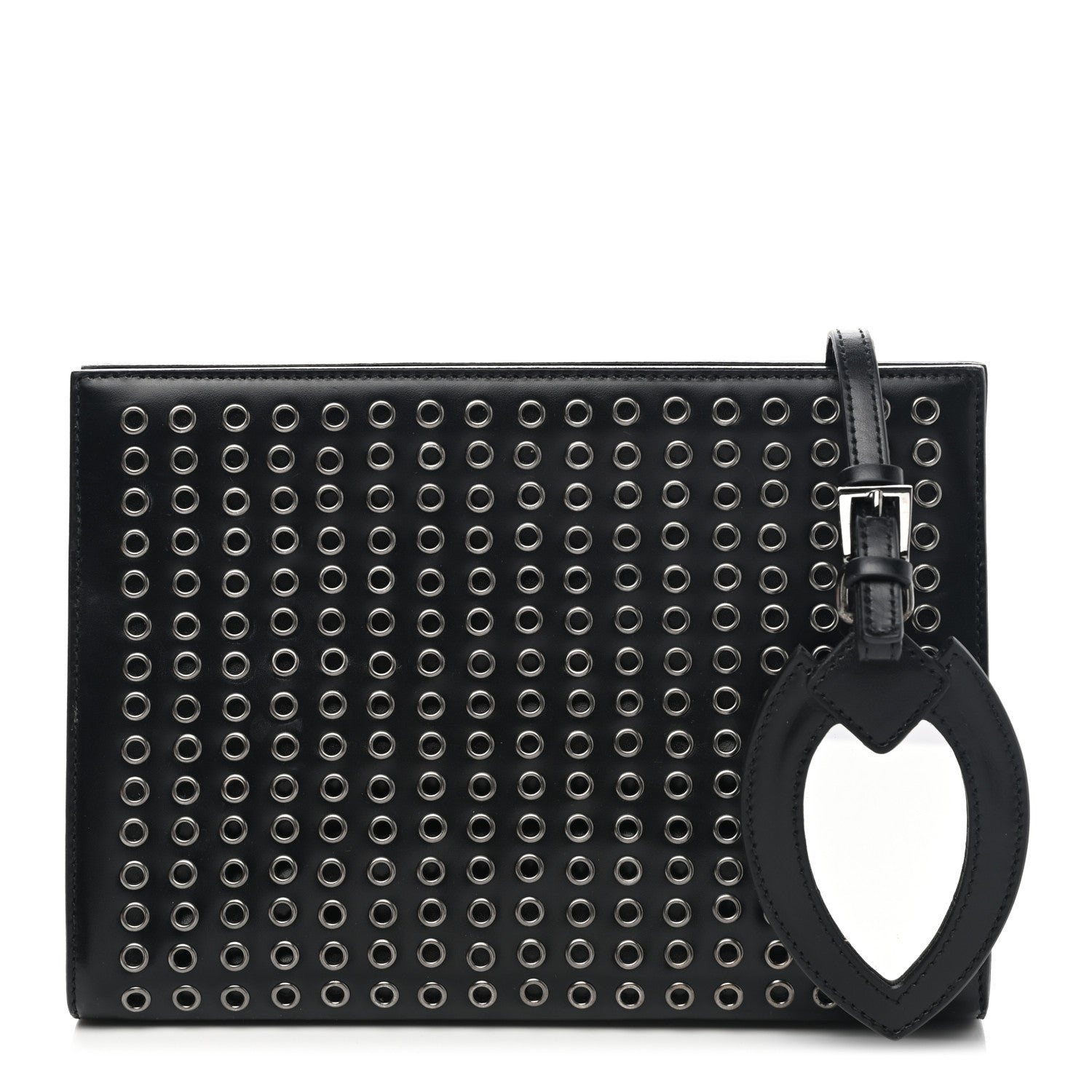 Alaia Calfskin Grommet Studded Clutch Black 1 of 9