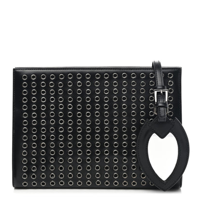 Alaia Calfskin Grommet Studded Clutch Black 1 of 9