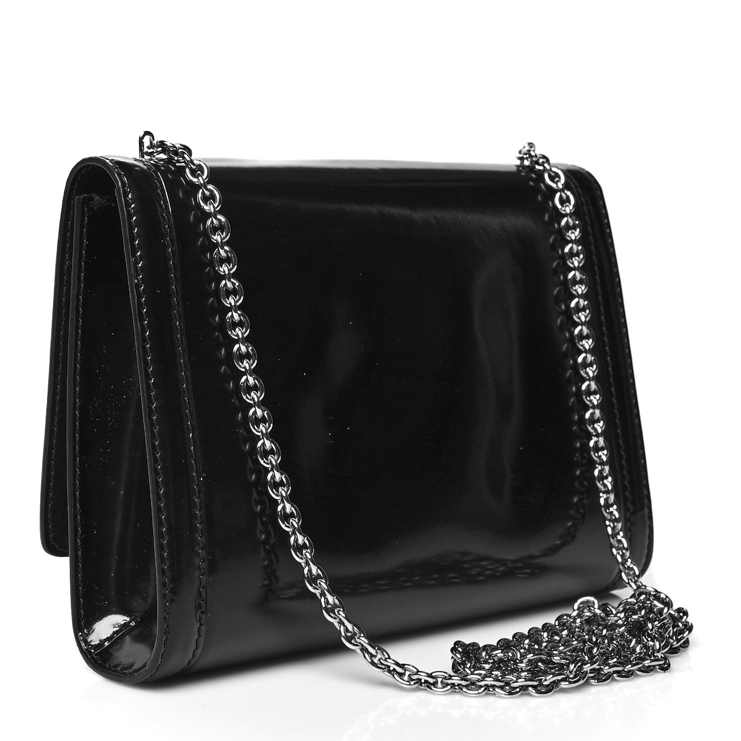 Salvatore Ferragamo Patent Calfskin Vara Bow Chain Flap Crossbody Black 2 of 8