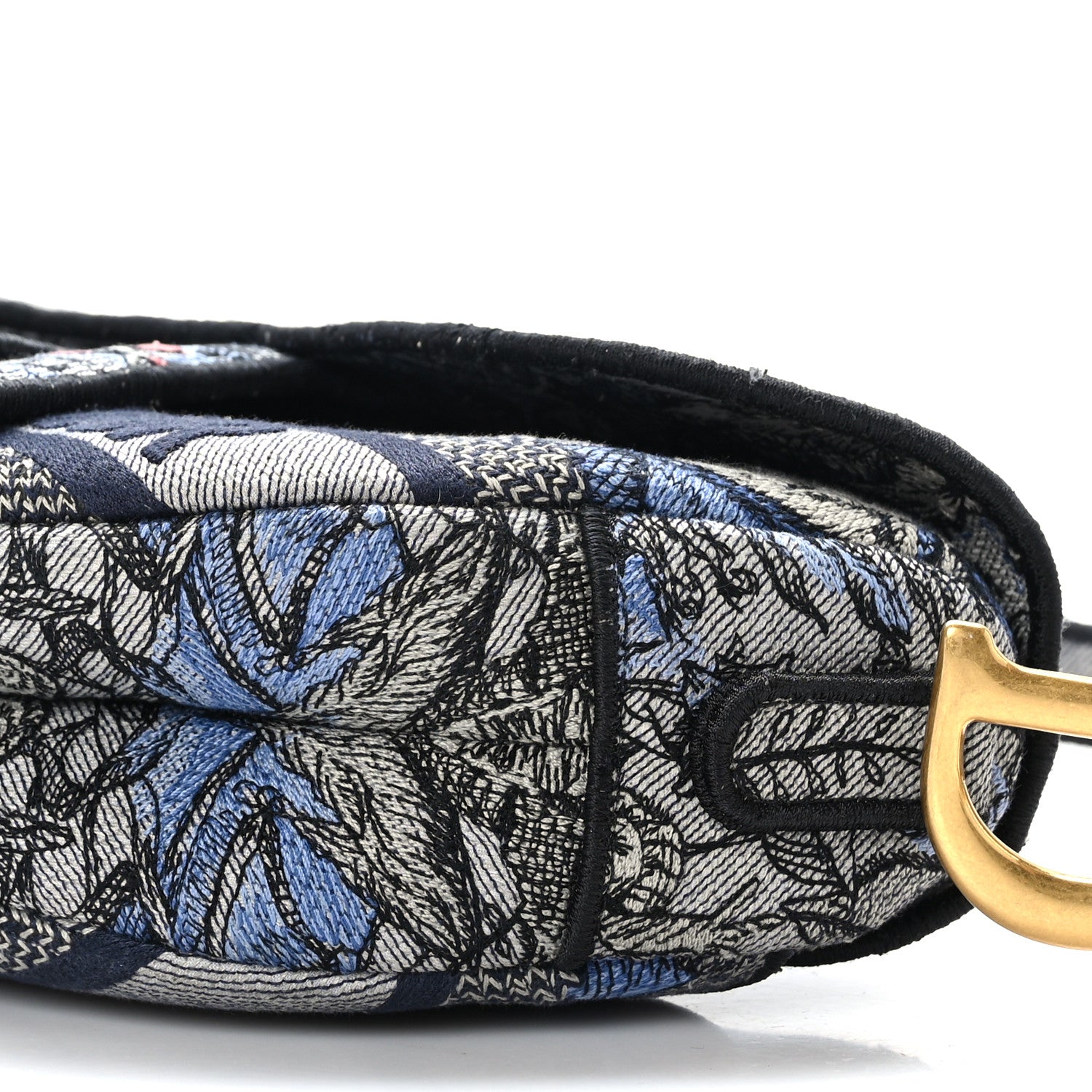 Christian Dior Canvas Embroidered Jardin Magique Saddle Bag Denim Multicolor 9 of 9