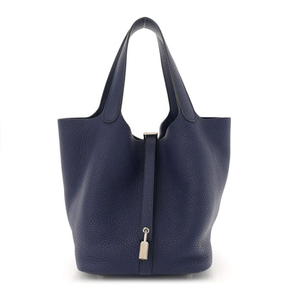 Hermes Taurillon Clemence Picotin Lock 22 MM Bleu Encre 1 of 11
