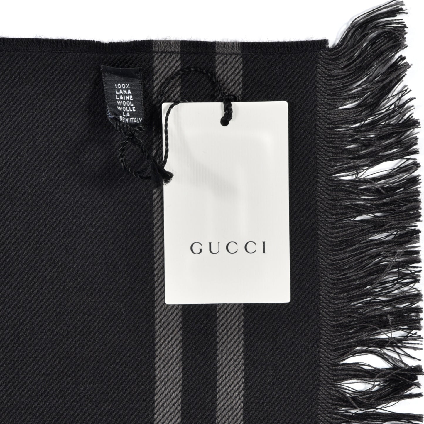 Wool GG Monogram Arliss Fringe Scarf Anthracite Black