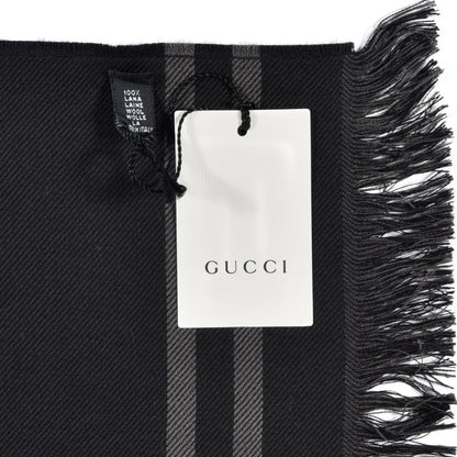 Gucci Wool GG Monogram Arliss Fringe Scarf Anthracite Black 4 of 4