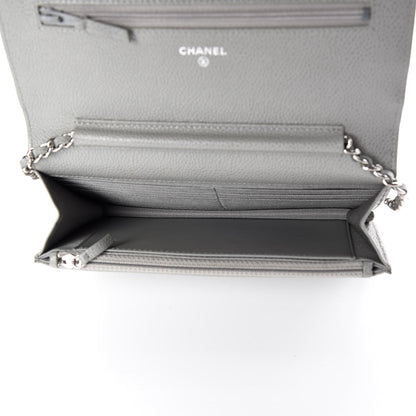 Chanel Caviar Quilted Wallet on Chain WOC Grey 7 of 9