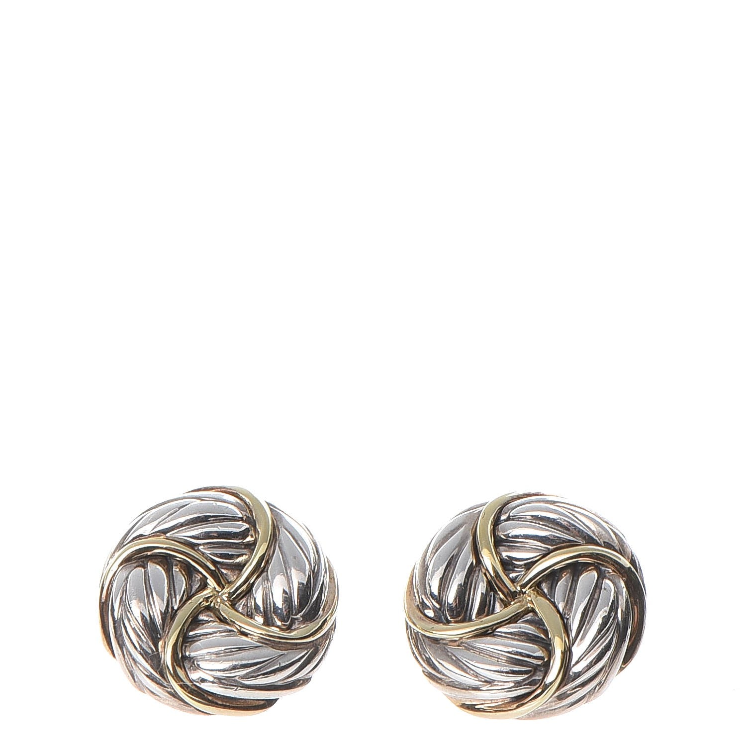 David Yurman Sterling Silver 18K Yellow Gold Infinity Love Knot Earrings 1 of 8