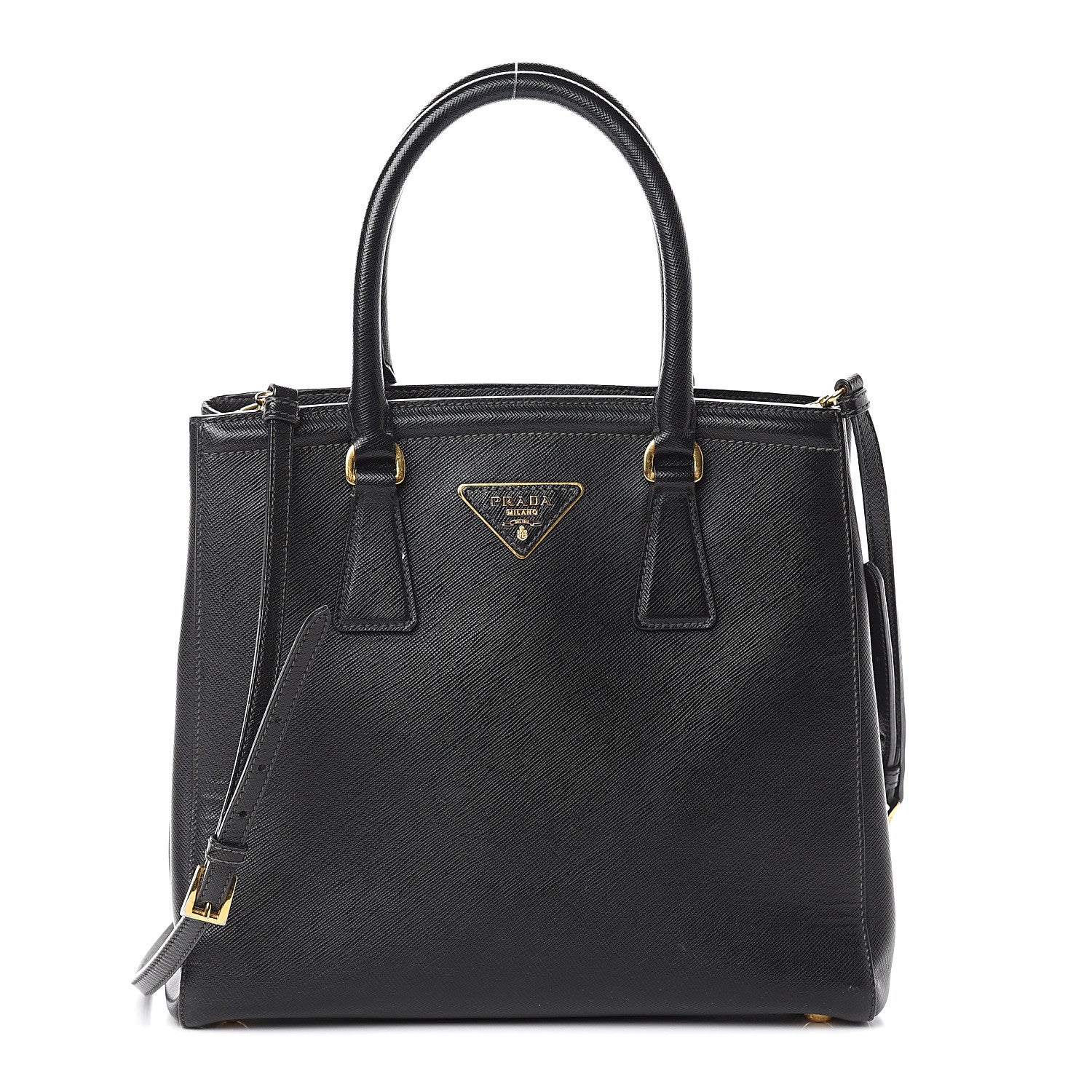 Prada Saffiano Lux Small Parabole Tote Black 1 of 8
