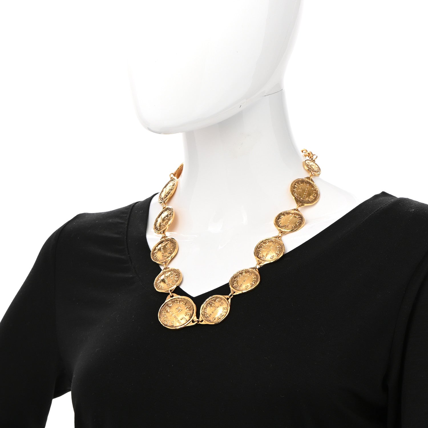 Chanel Metal CC Medallion Necklace Gold 2 of 7