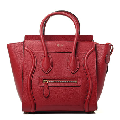 Celine Drummed Calfskin Micro Luggage Red 1 of 3