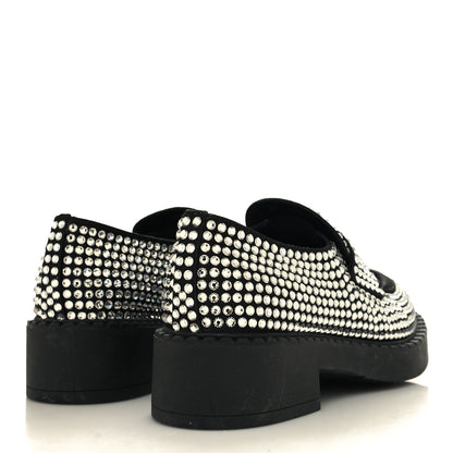 Prada Satin Crystal Metal Triangle Logo 50mm Loafers 38 Cristal 4 of 9