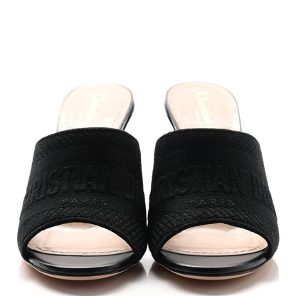 Christian Dior Cotton Embroidered Dway 85mm Slide Sandals 36.5 Black 2 of 7