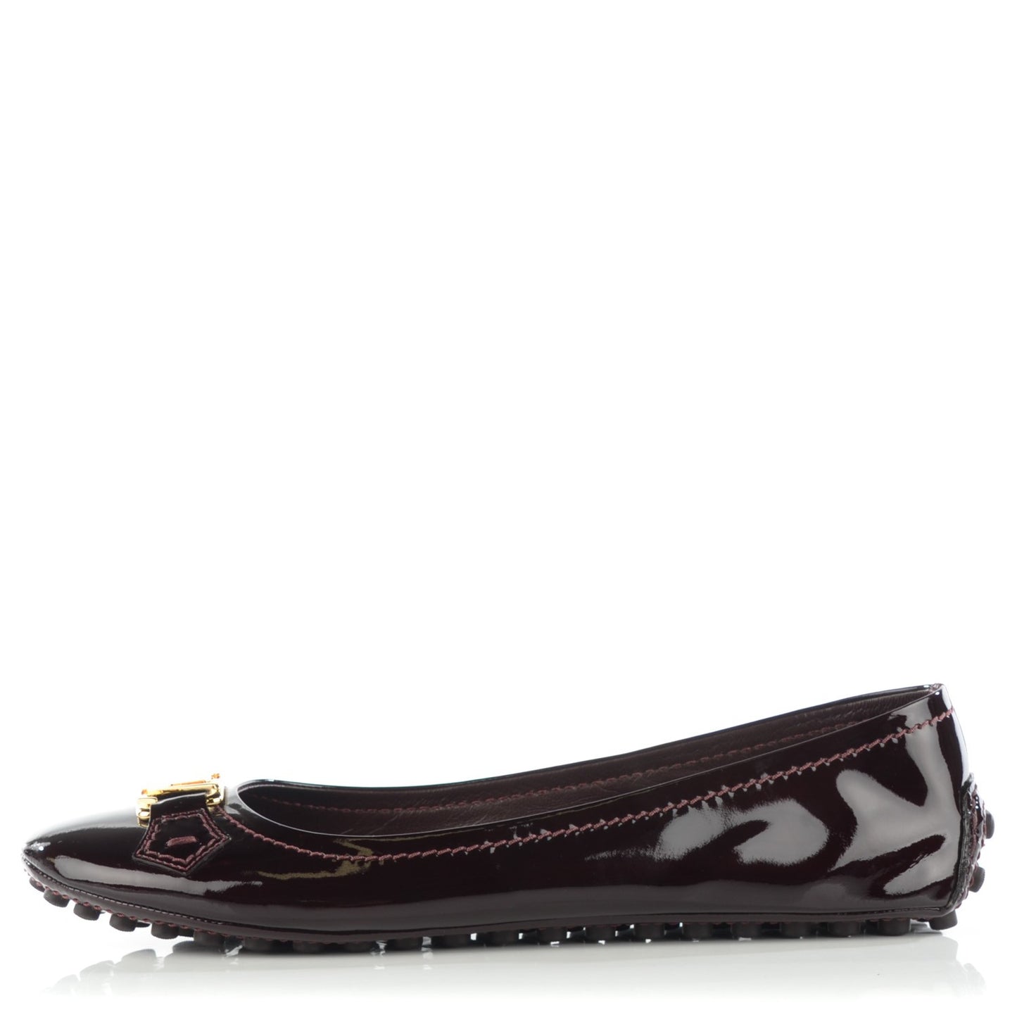 Patent Calfskin Oxford Ballerina Flats 39 Amarante