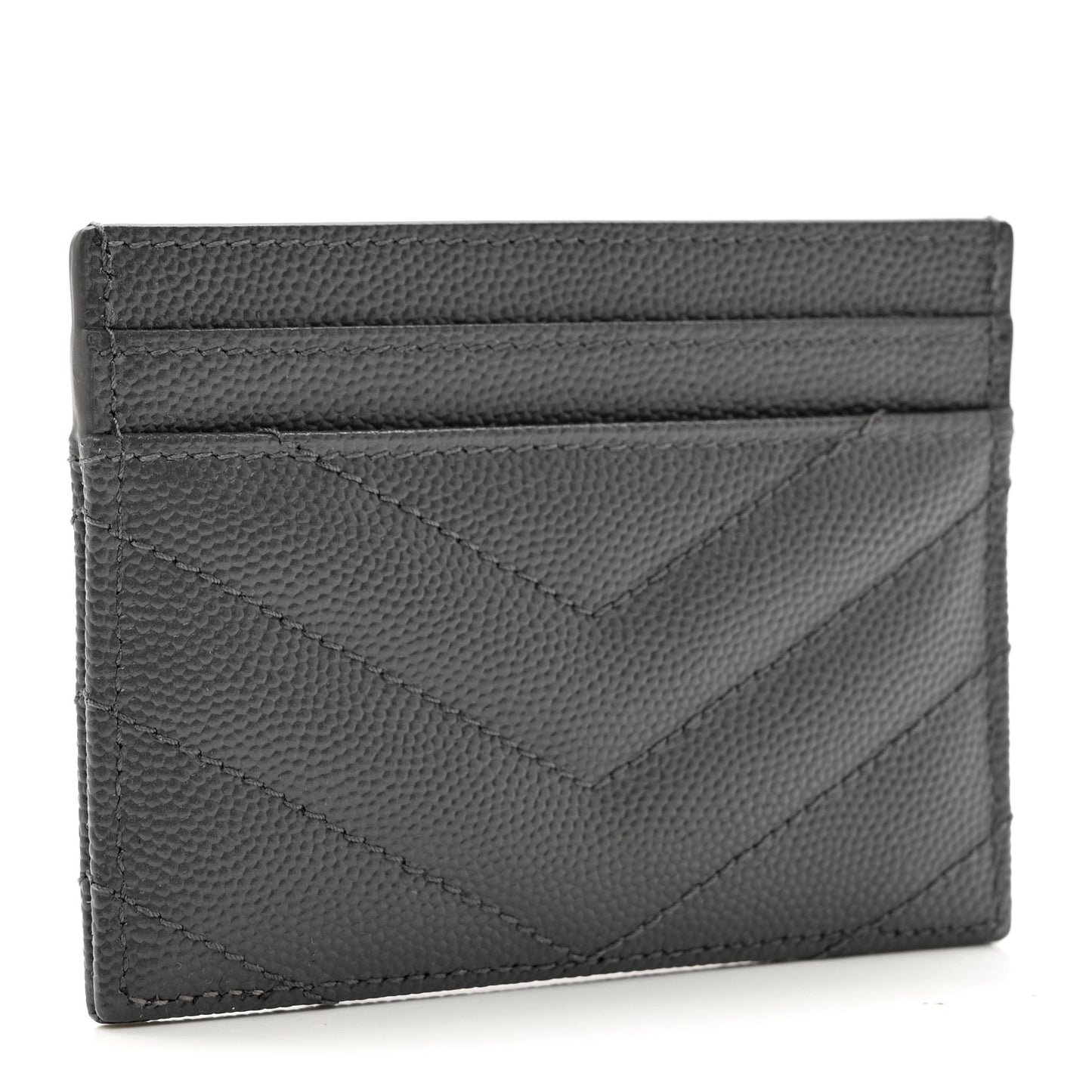 Grain De Poudre Matelasse Chevron Monogram Credit Card Case Fog