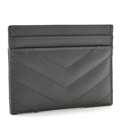 Saint Laurent Grain De Poudre Matelasse Chevron Monogram Credit Card Case Fog 2 of 7