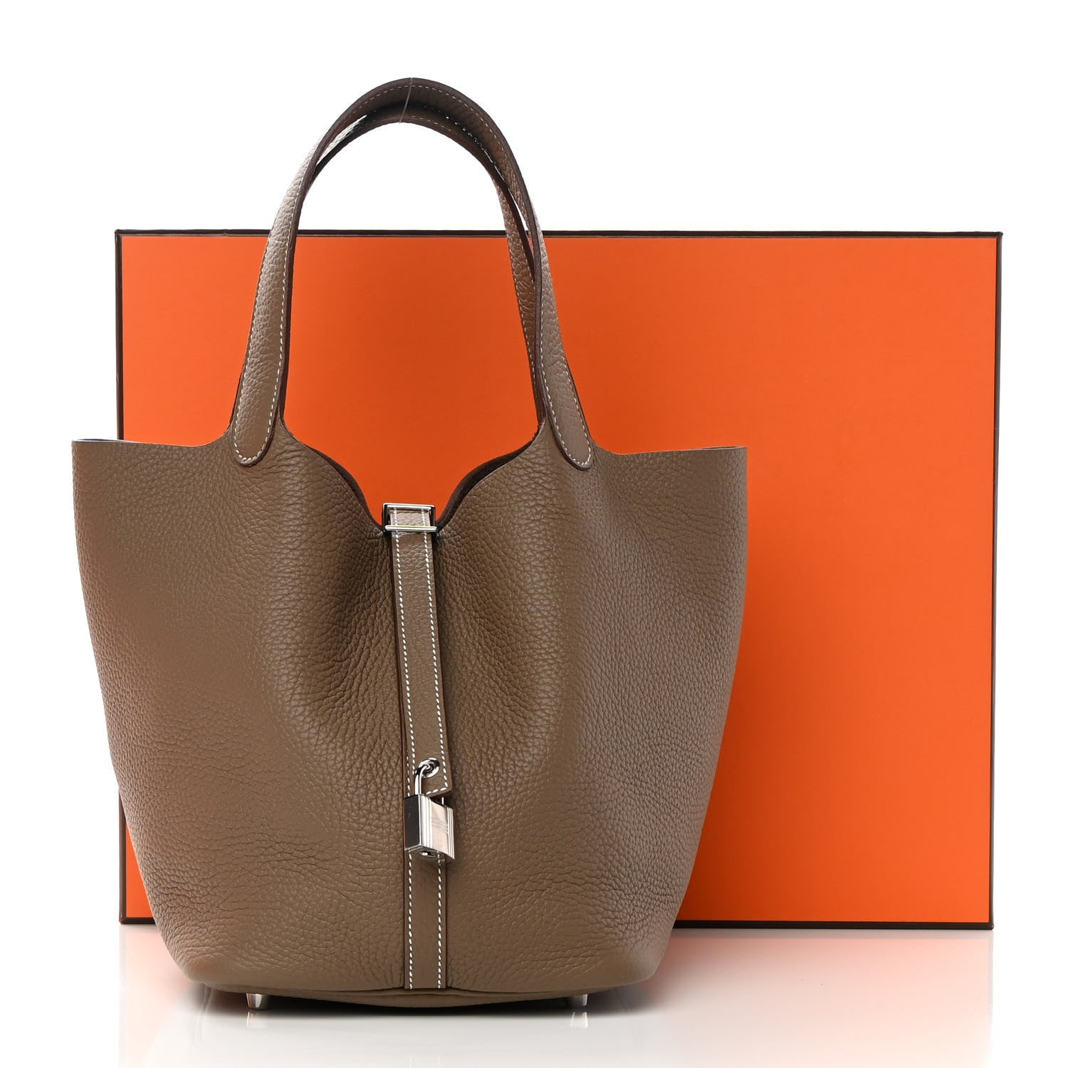 Hermes Taurillon Clemence Picotin Lock 22 MM Etoupe 11 of 11
