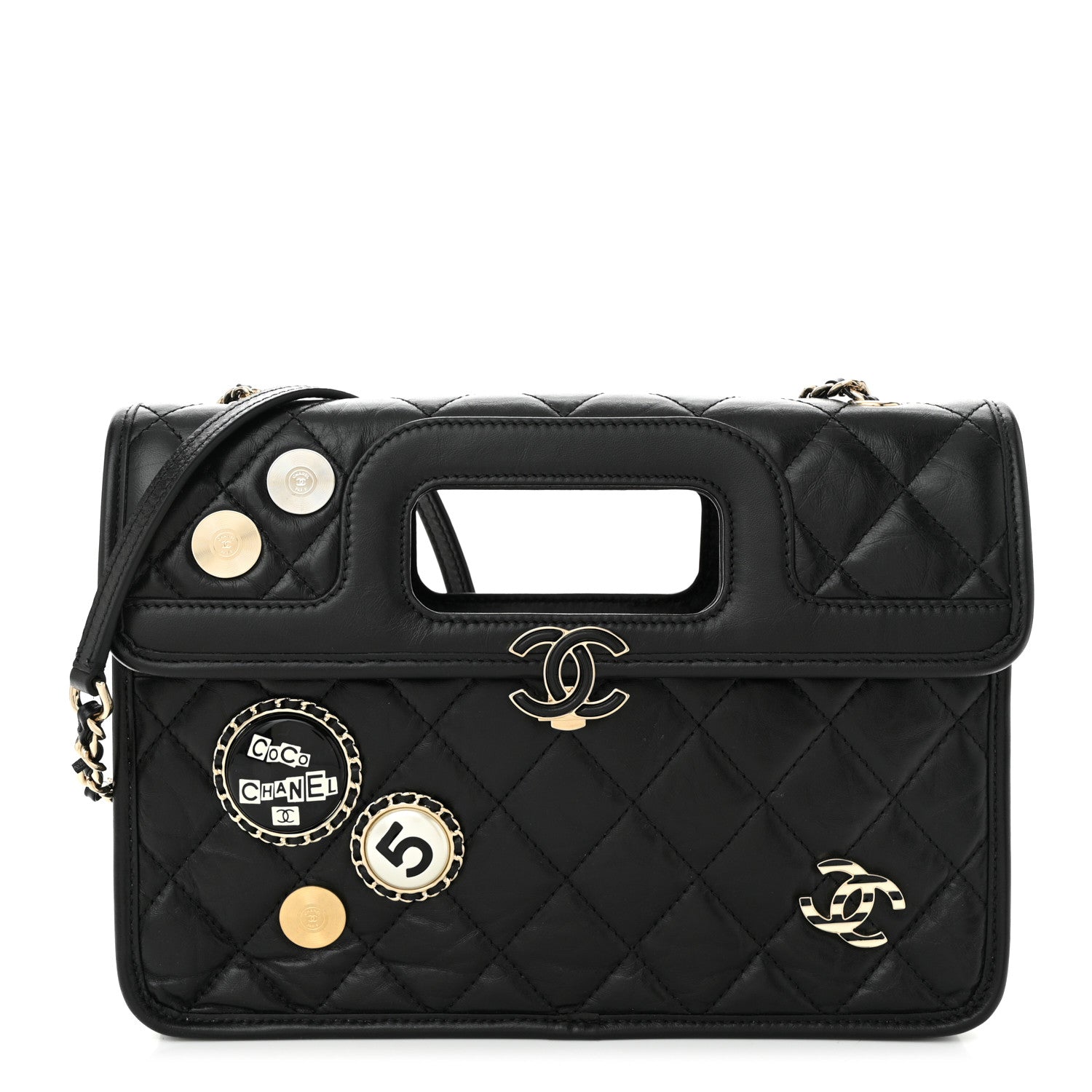 Chanel Aged Calfskin Charms Flap Bag Black 1 of 11