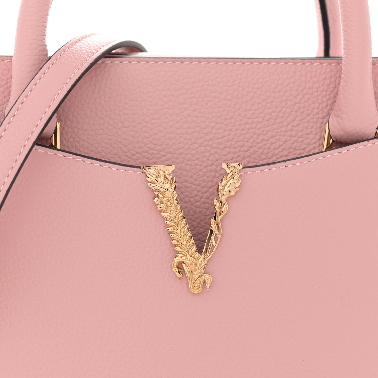 Grainy Calfskin Virtus Top Handle Tote Pink